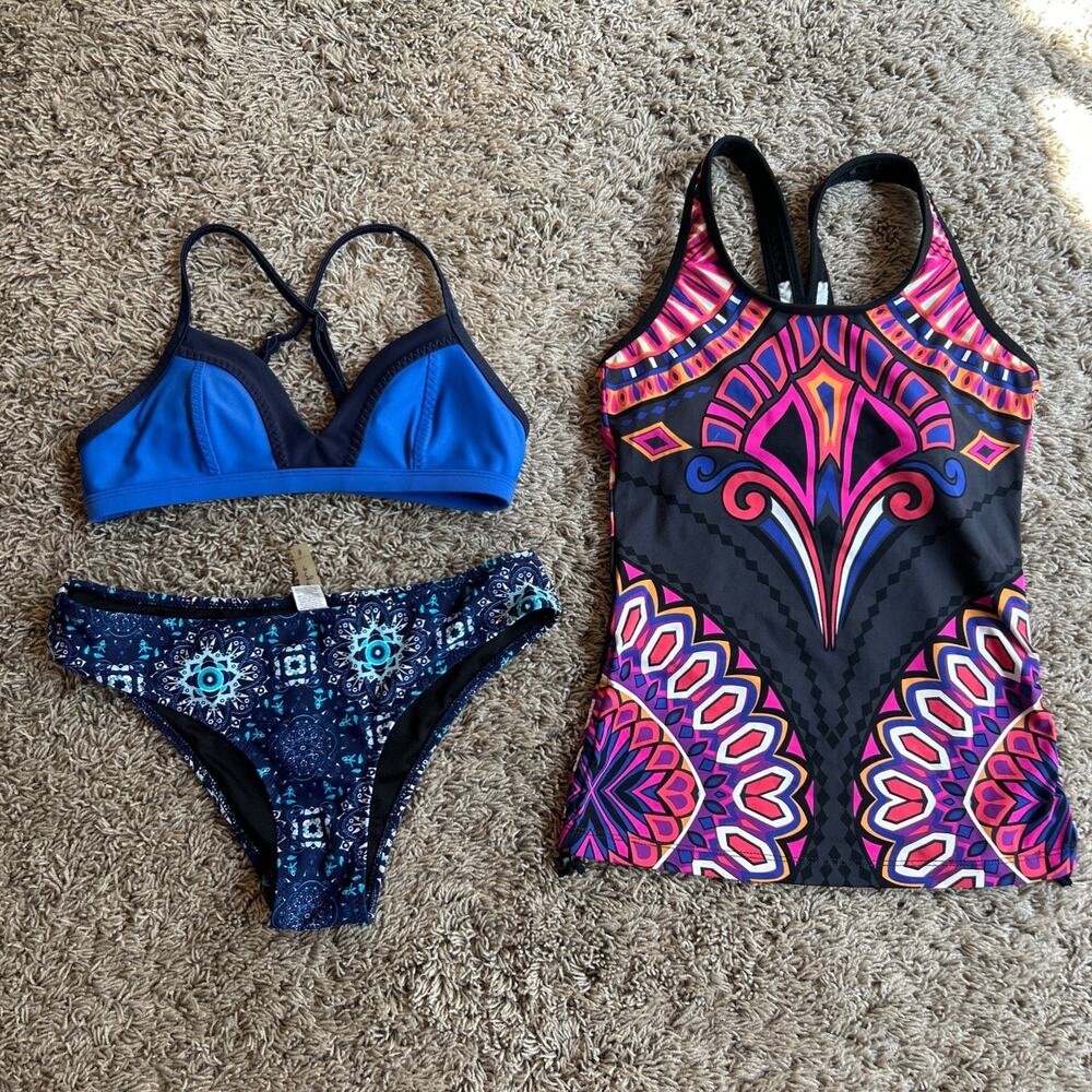 Mixed LOT ATHLETA XXS Swimsuit Tops Tankini & Bikini Black Pink BLUE *BONUS* H26